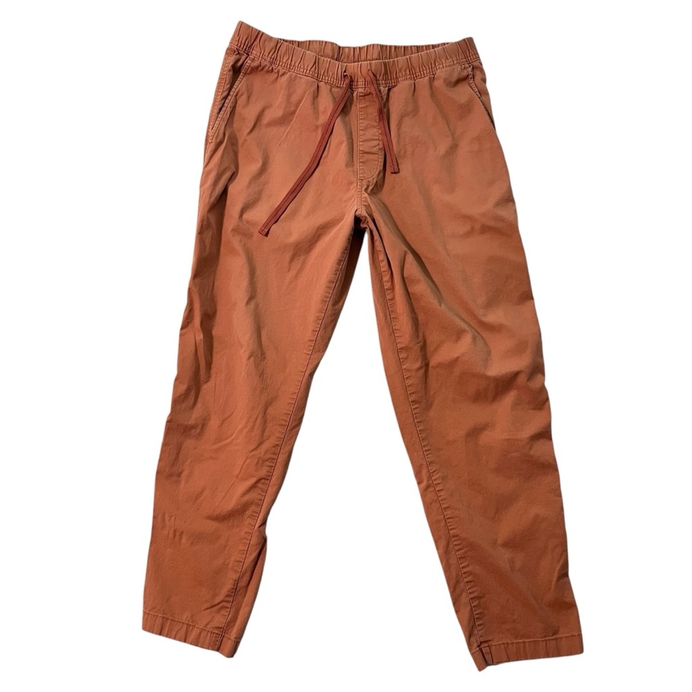 Uniqlo chino pants Large Pull on elastic waist Orange Cotton Drawstring Mens